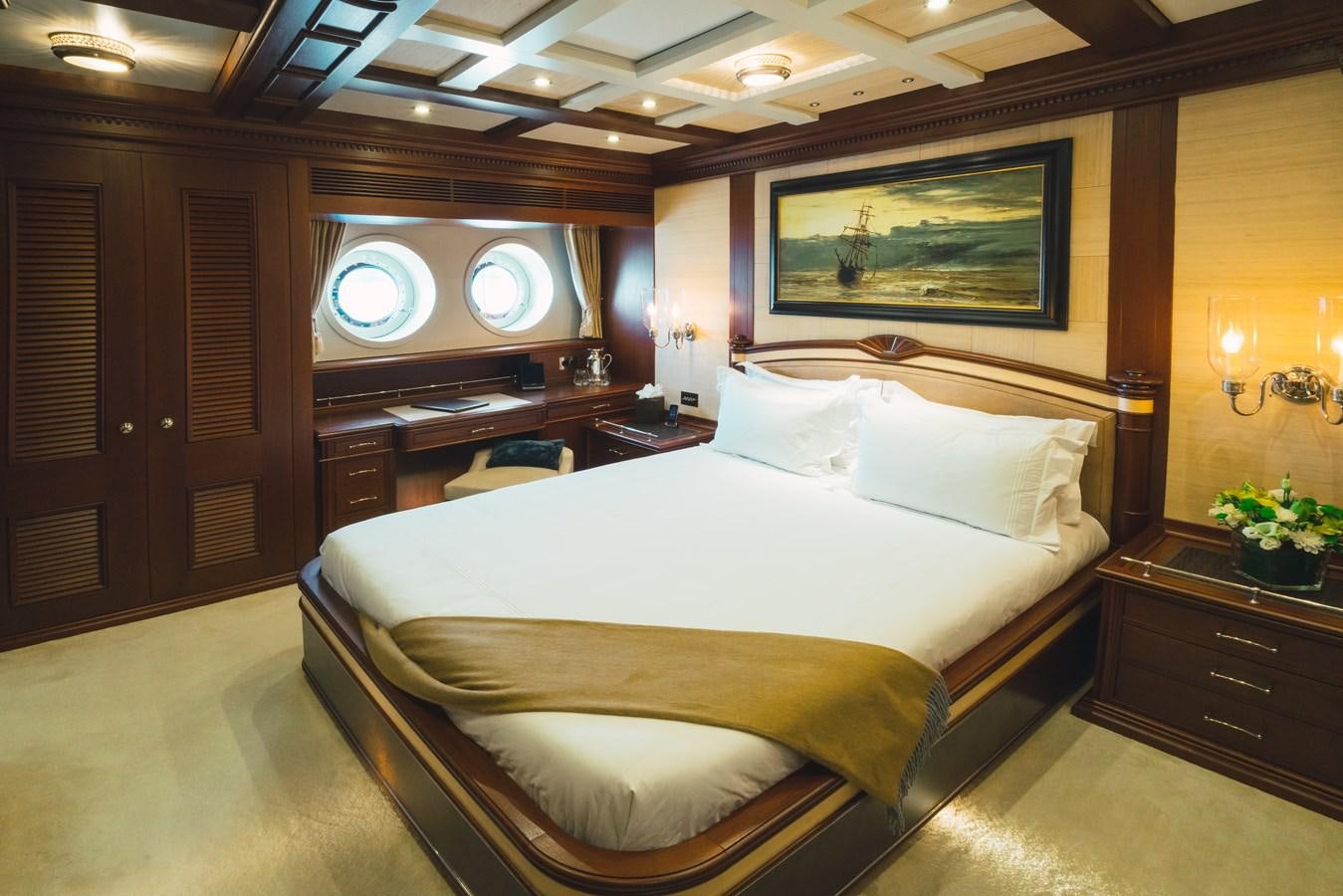a hotel room with a bed aboard MIKHAIL S. VORONTSOV Yacht for Sale