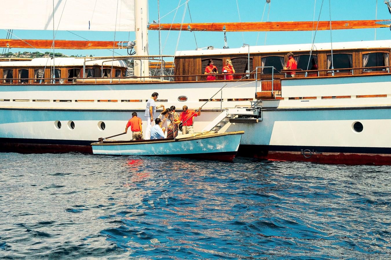 a group of people on a boat aboard MIKHAIL S. VORONTSOV Yacht for Sale