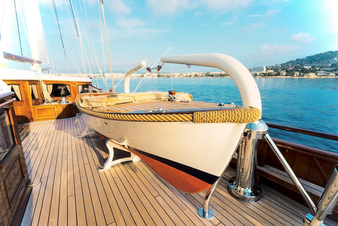 a boat on a deck aboard MIKHAIL S. VORONTSOV Yacht for Sale