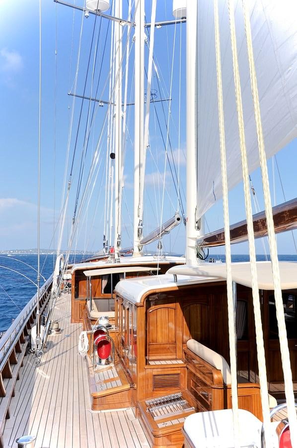 a deck with a boat on it aboard MIKHAIL S. VORONTSOV Yacht for Sale