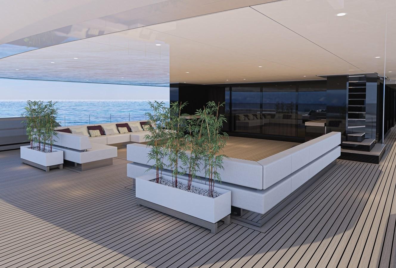 a modern looking living room aboard RMK 65 HL Yacht for Sale