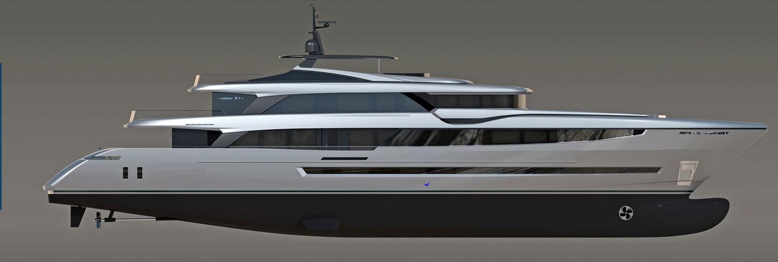 a white and black boat aboard NEW BUILD Yacht for Sale