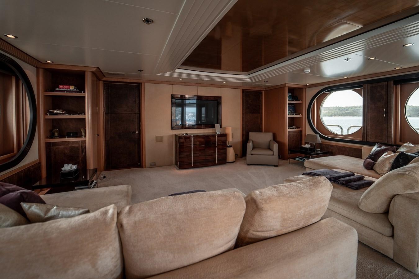 a living room with a large window aboard MERCURY Yacht for Sale