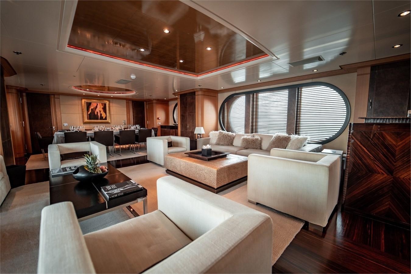 a living room with a large window aboard MERCURY Yacht for Sale