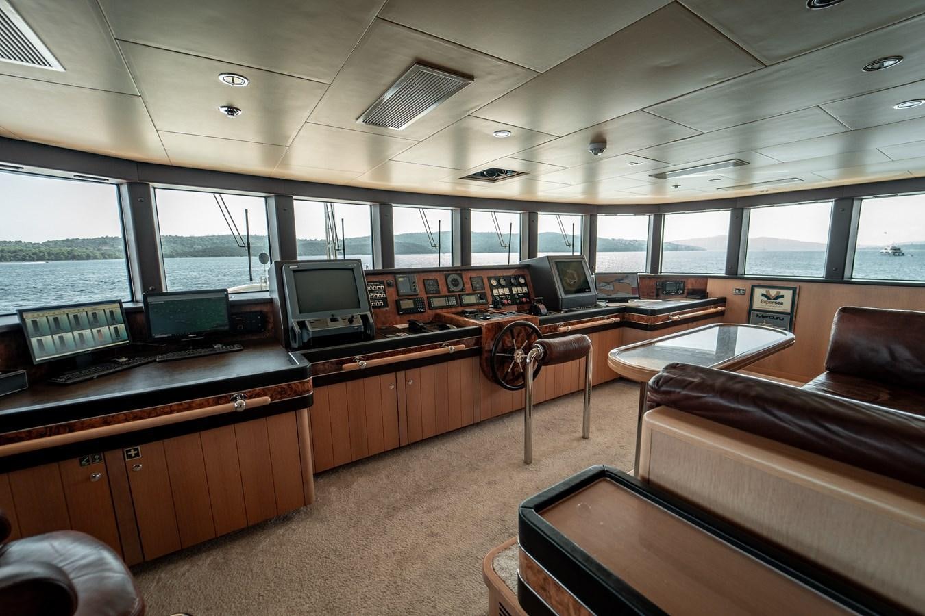 a room with a couch and a television in it aboard MERCURY Yacht for Sale