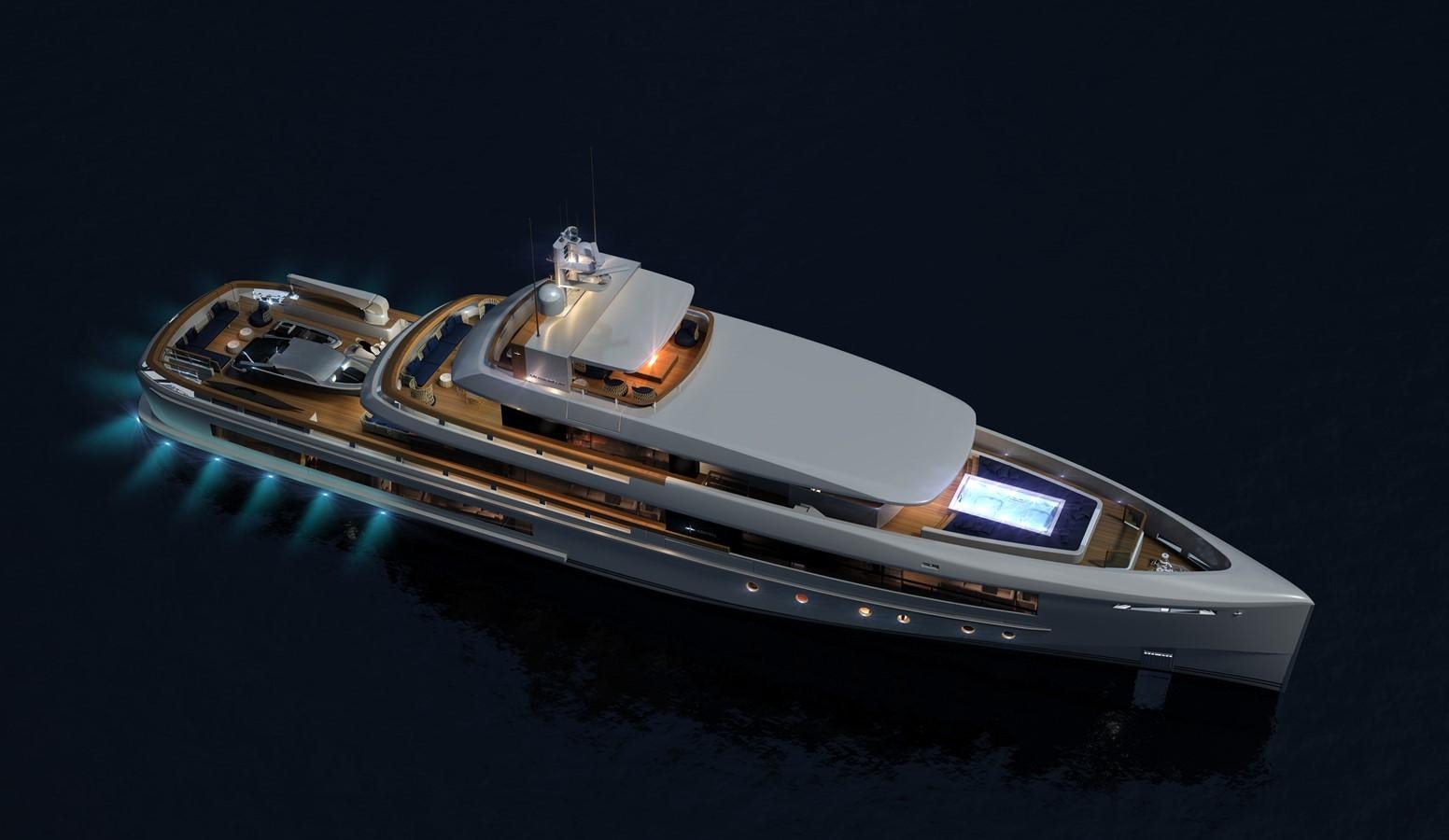 a futuristic looking car aboard MOMENTUM 50M Yacht for Sale