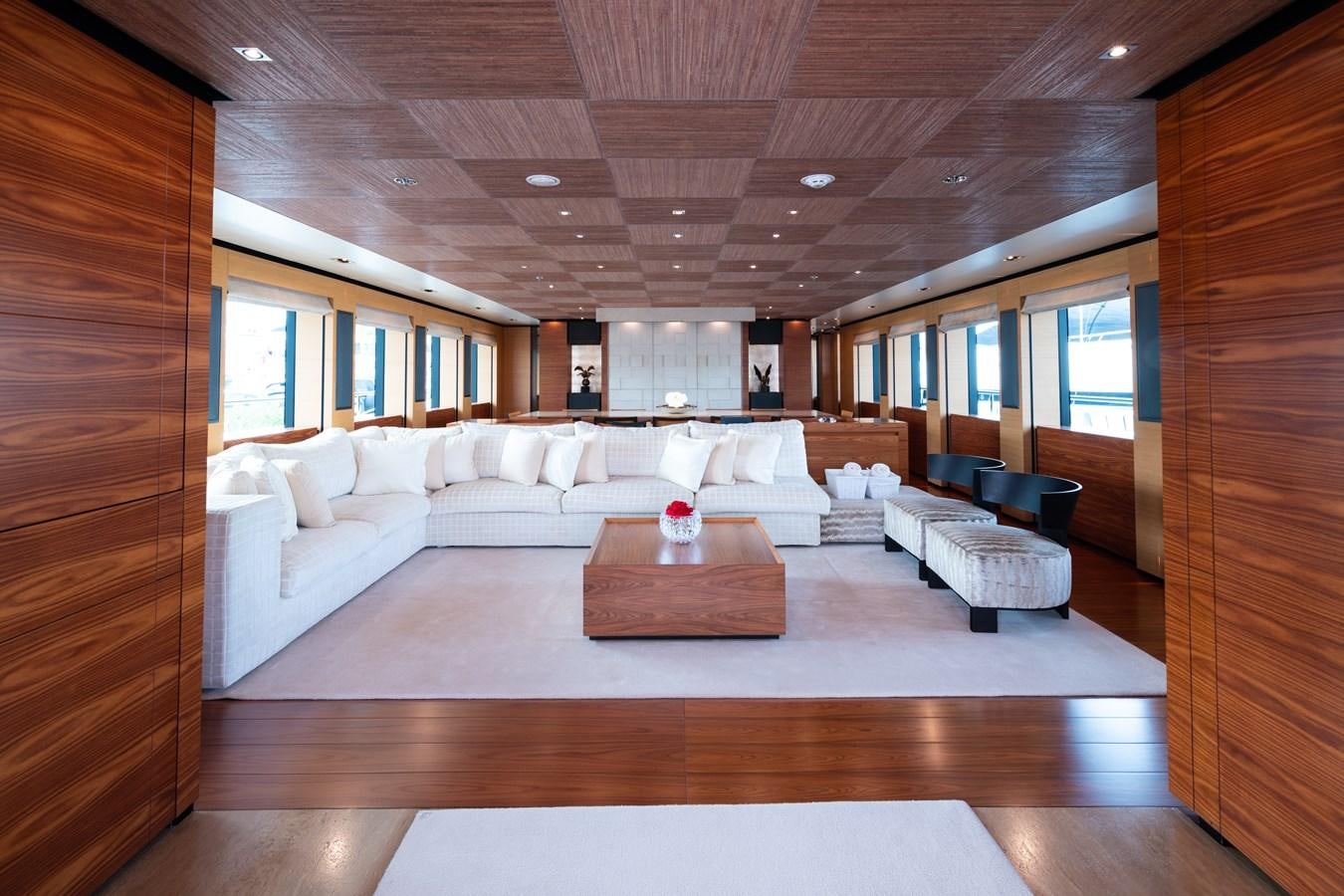 a living room with a large wood floor aboard UNDER CONTRACT!   SAINT  2012 ISA 500-2 POP @ Yacht for Sale