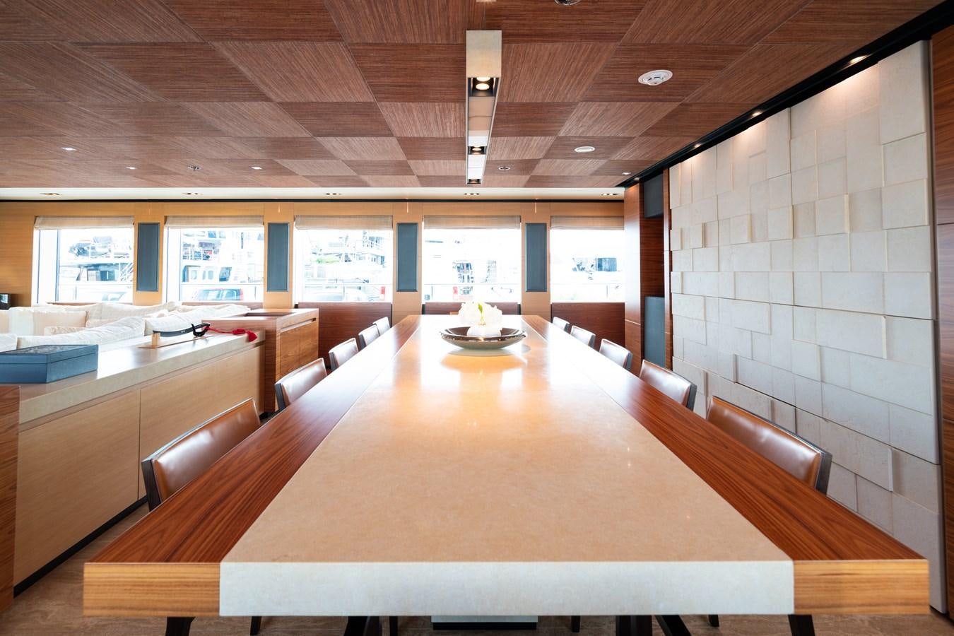 a large room with tables and chairs aboard UNDER CONTRACT!   SAINT  2012 ISA 500-2 POP @ Yacht for Sale