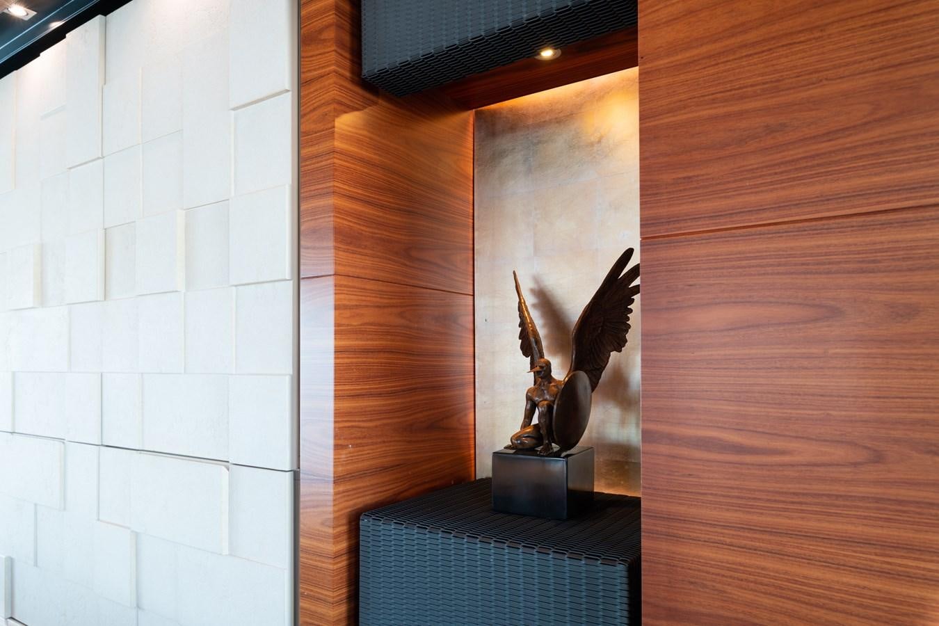 a statue of a couple of horses on a wall aboard UNDER CONTRACT!   SAINT  2012 ISA 500-2 POP @ Yacht for Sale