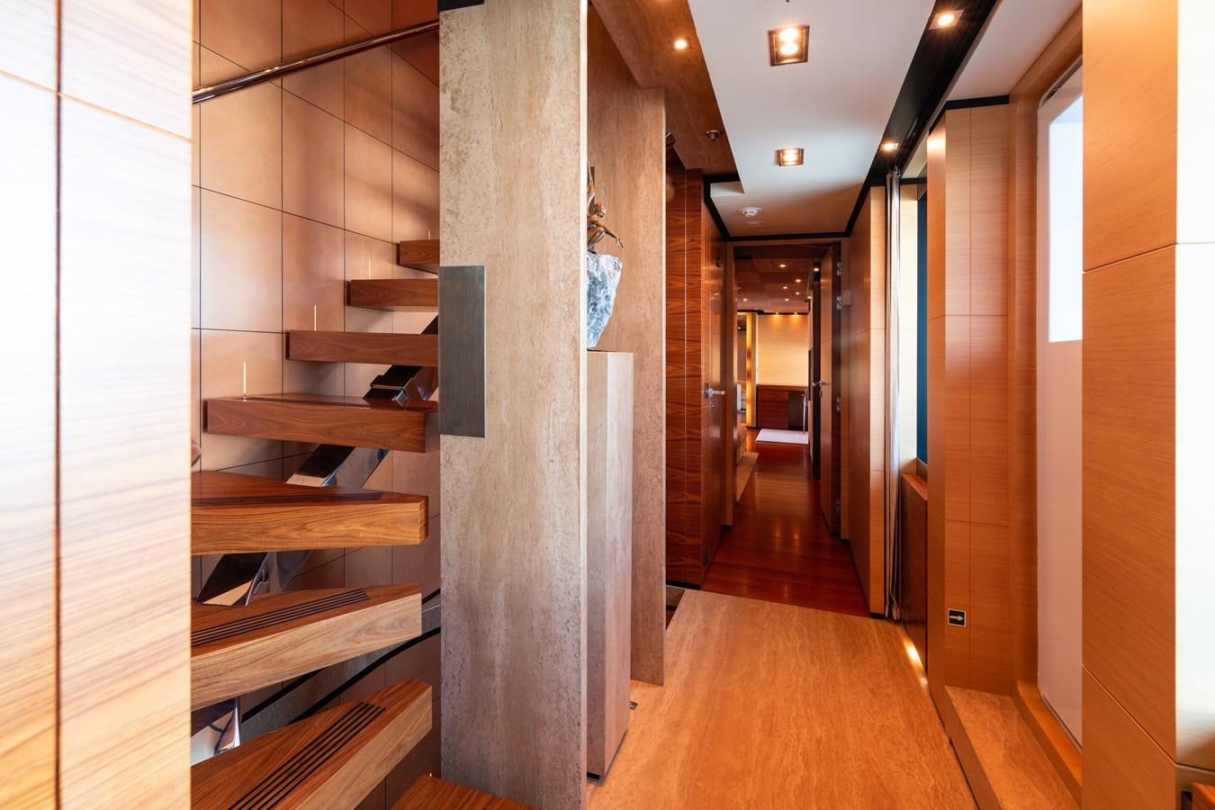 a hallway with wooden floors aboard UNDER CONTRACT!   SAINT  2012 ISA 500-2 POP @ Yacht for Sale