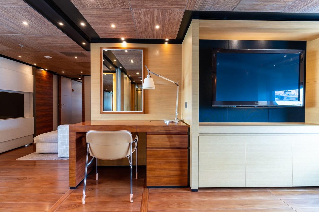 a room with a desk and a tv aboard UNDER CONTRACT!   SAINT  2012 ISA 500-2 POP @ Yacht for Sale