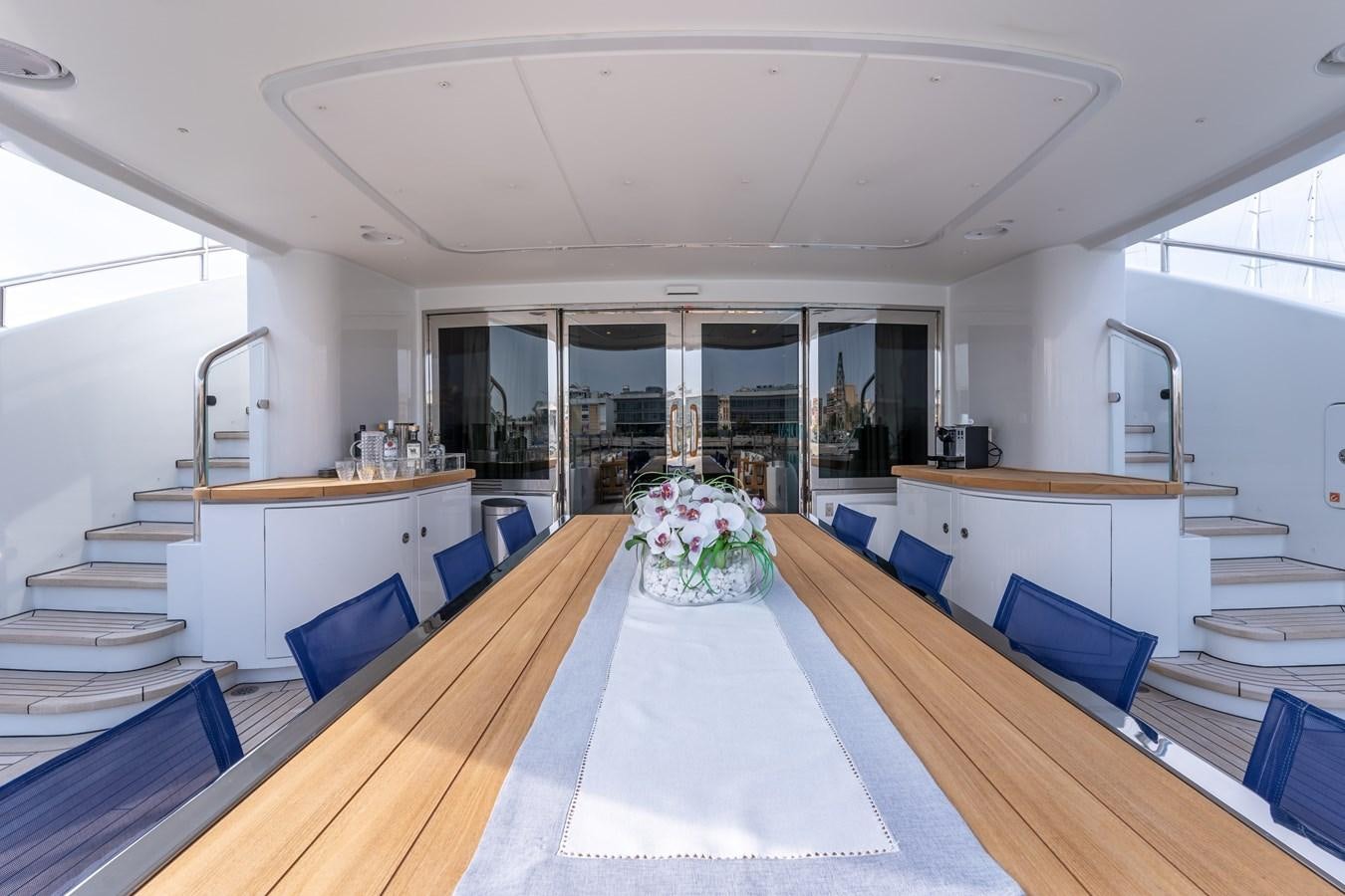 a large open kitchen and dining area aboard UNDER CONTRACT!   SAINT  2012 ISA 500-2 POP @ Yacht for Sale