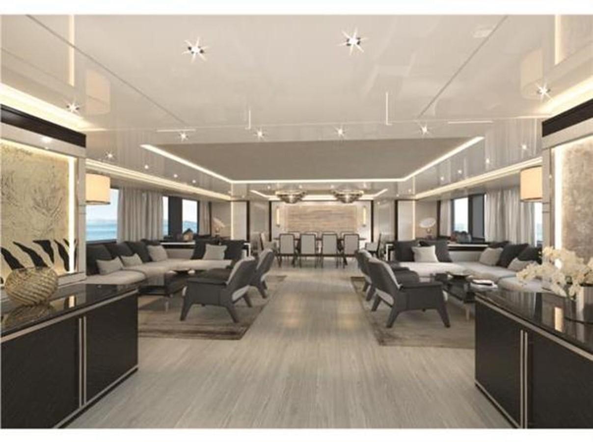 a large room with a wood floor aboard 48M SPADOLINI EXPLORER YACHT Yacht for Sale