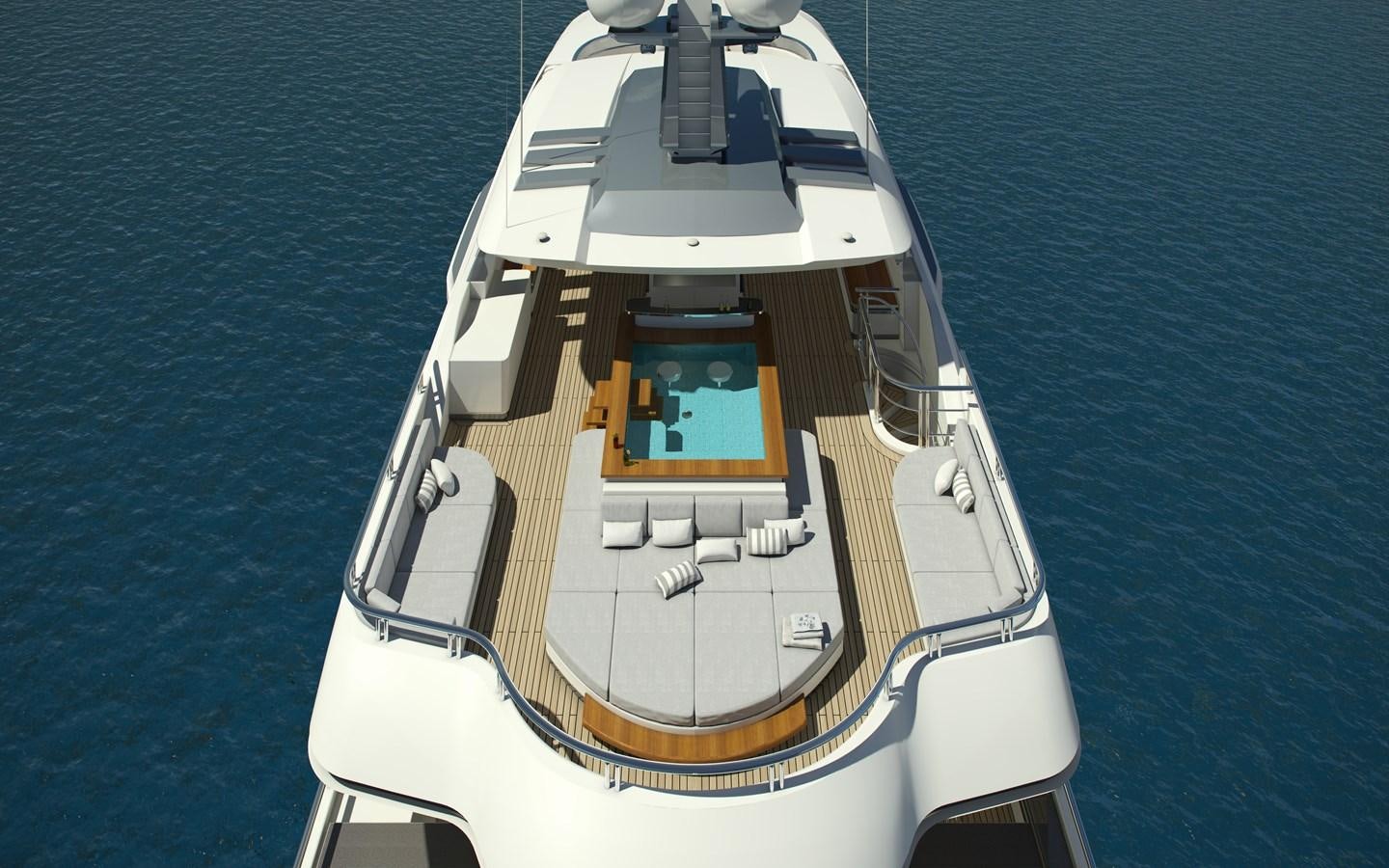 a white and orange boat aboard CMB 47 SERIES Yacht for Sale