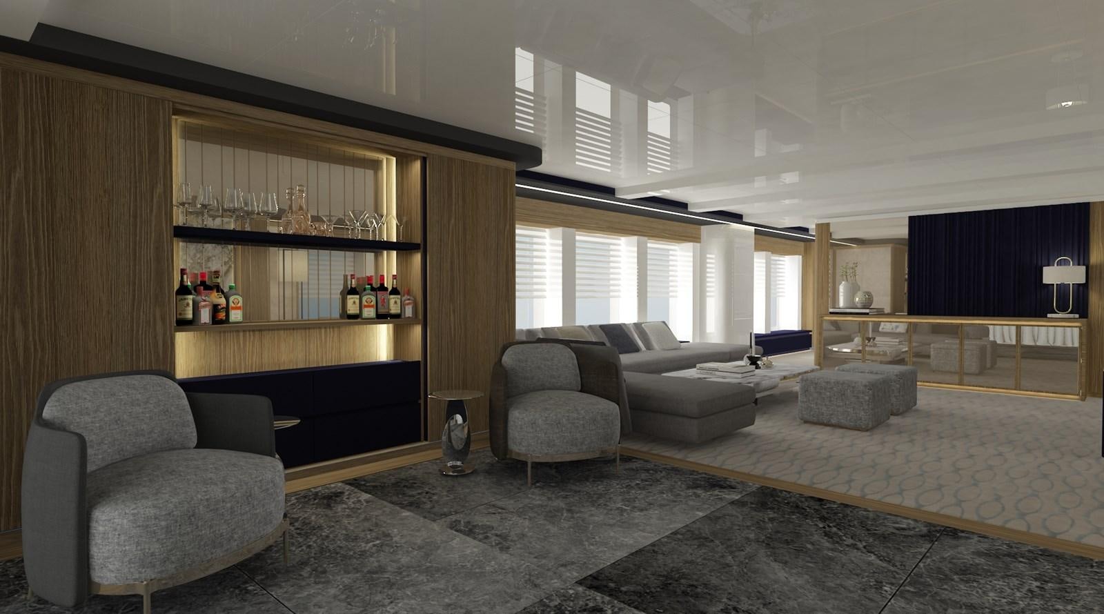 a living room with a couch and a tv aboard CMB 47 SERIES Yacht for Sale