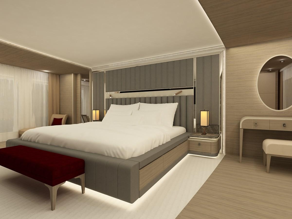 a room with two beds aboard CMB 47 SERIES Yacht for Sale