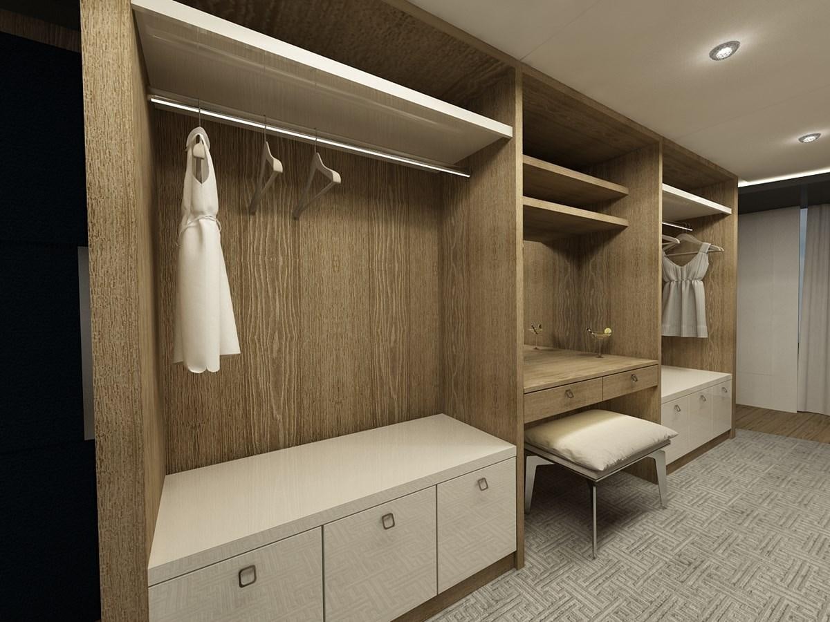 a bathroom with a wood cabinet aboard CMB 47 SERIES Yacht for Sale