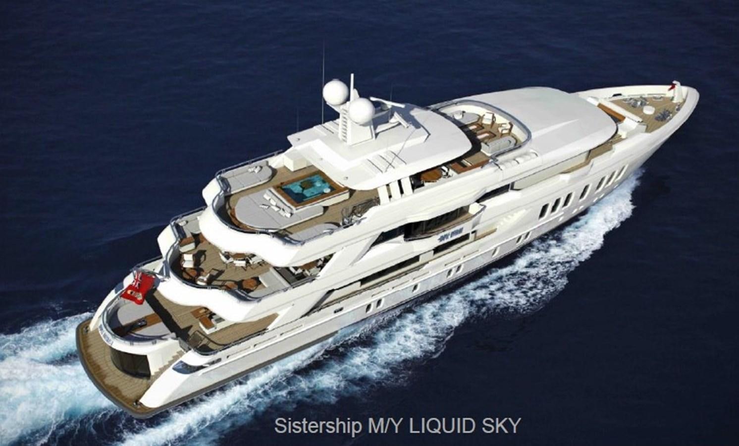 a high angle view of a boat aboard HULL#05 Yacht for Sale