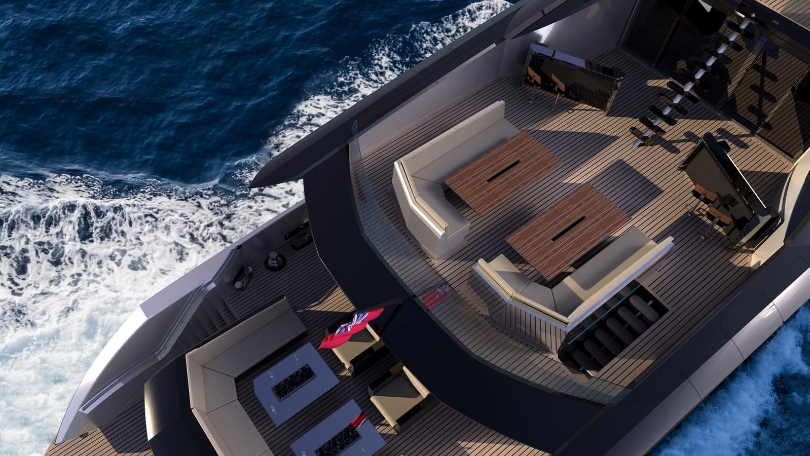 a high angle view of a boat aboard THE GOTHAM Yacht for Sale