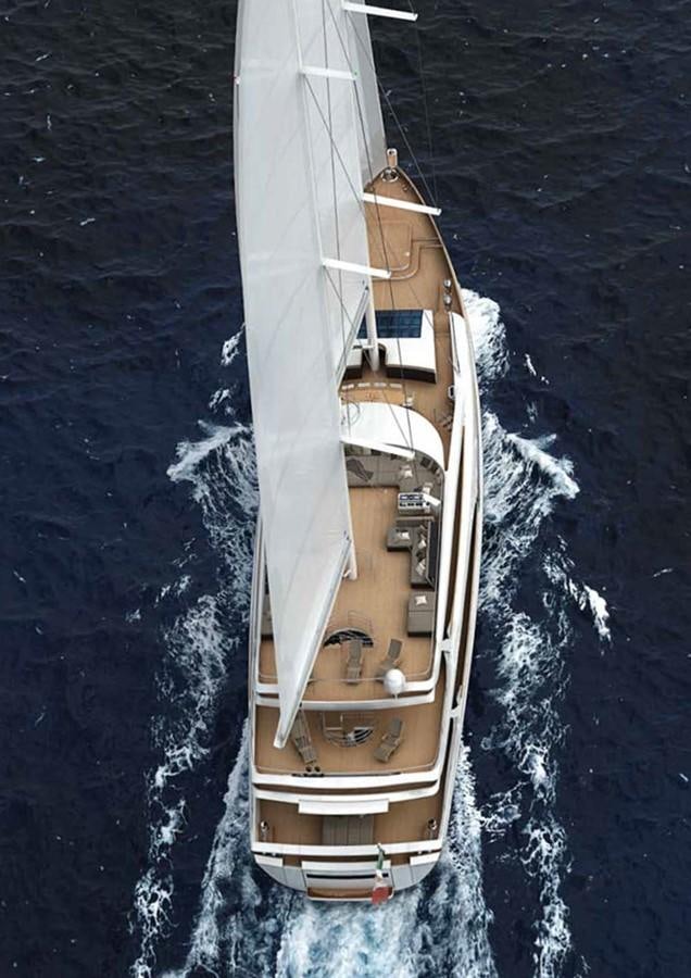 a large white boat in the water aboard SM45  AMERIGO Yacht for Sale