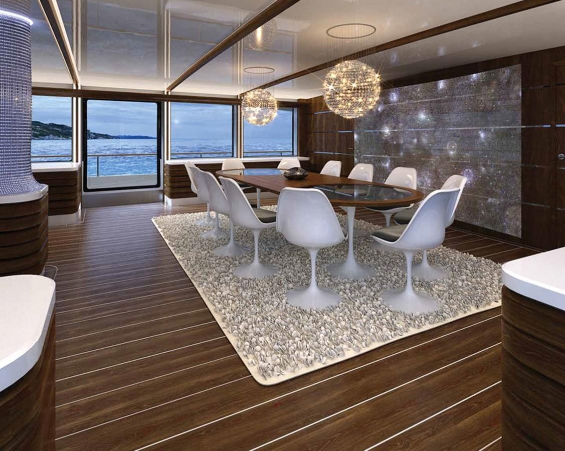 a room with a table chairs and a large window aboard SM45  AMERIGO Yacht for Sale