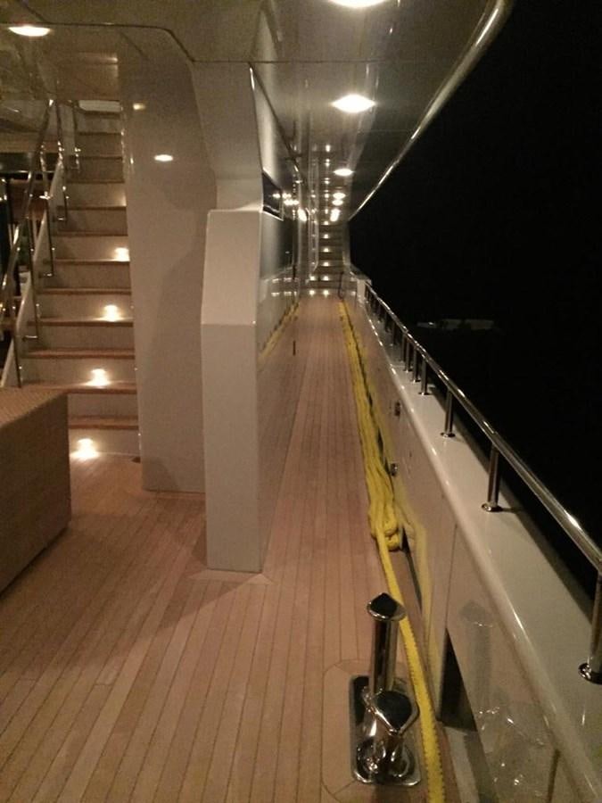 a long hallway with stairs aboard GOLDEN HORN Yacht for Sale