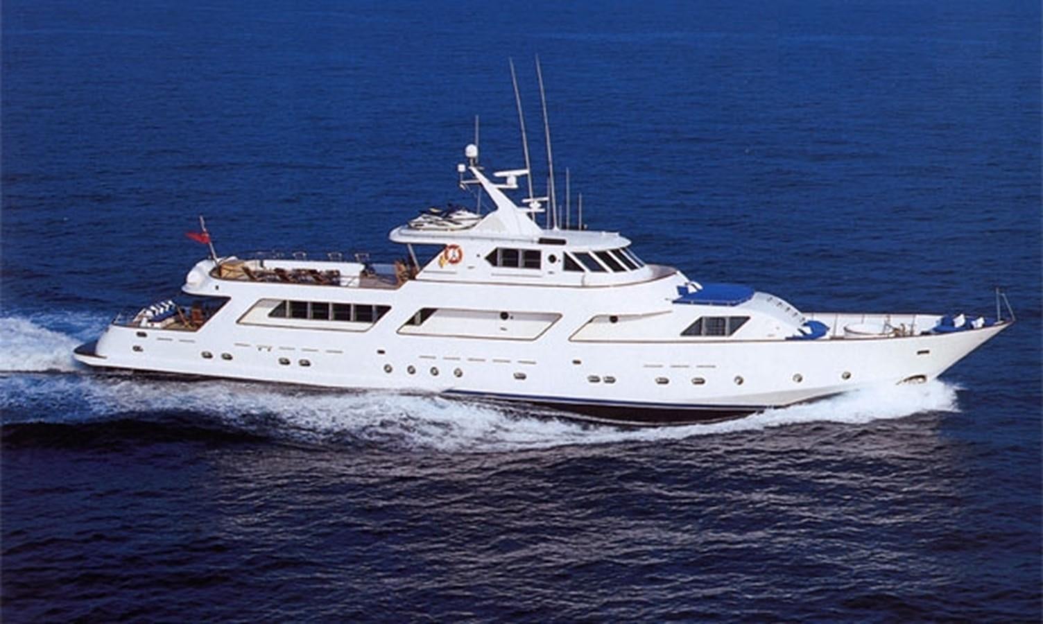 a white yacht in the water aboard AVA Yacht for Sale