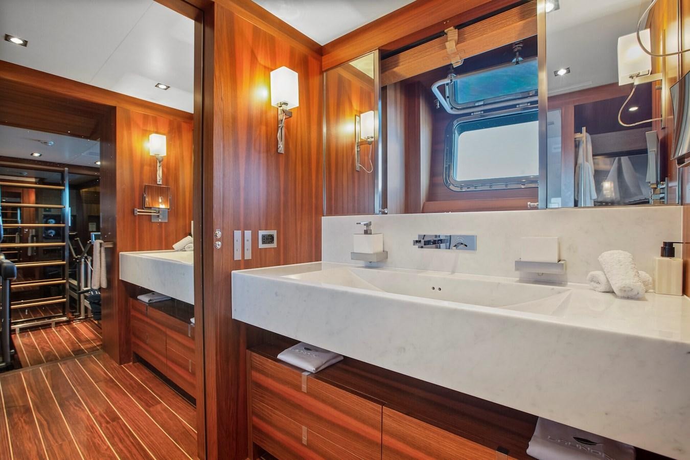 a bathroom with a large bathtub aboard STATE OF GRACE Yacht for Sale
