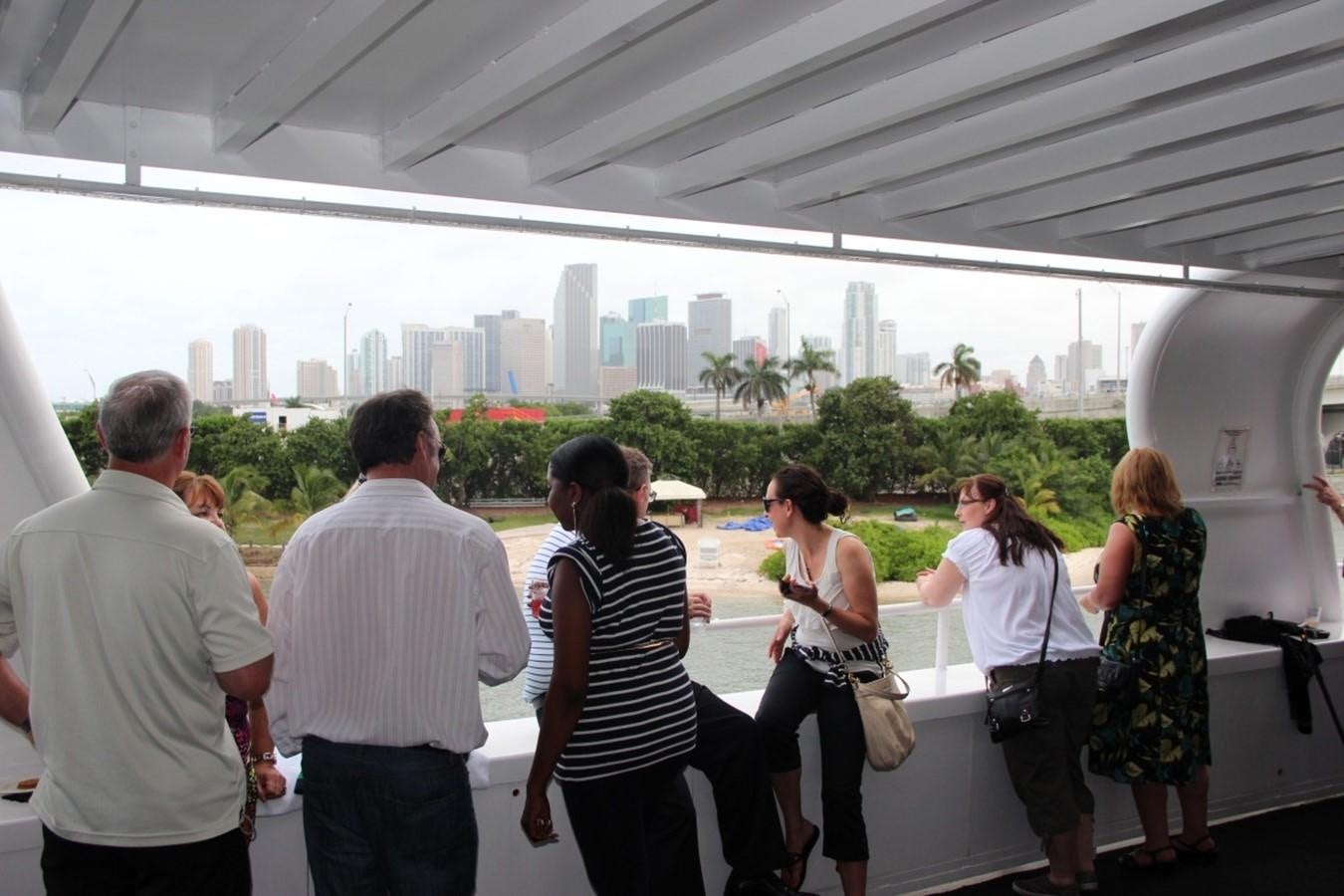 a group of people standing in a building aboard SIR WINSTON Yacht for Sale