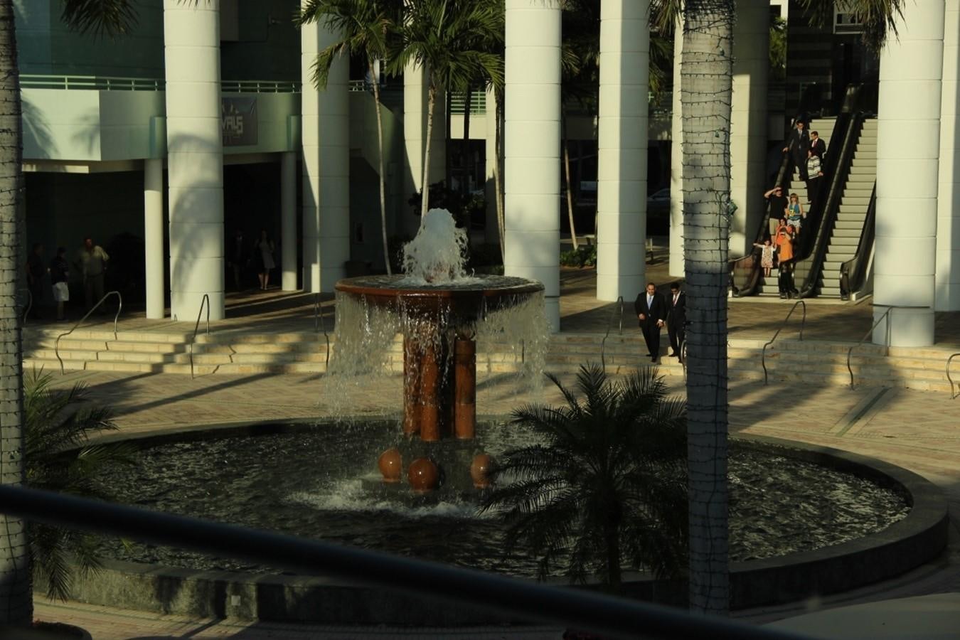 a fountain in a courtyard aboard SIR WINSTON Yacht for Sale