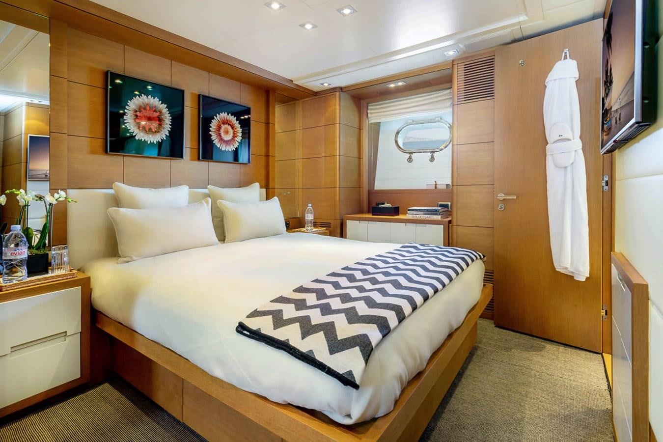 a bed in a room aboard MINA Yacht for Sale