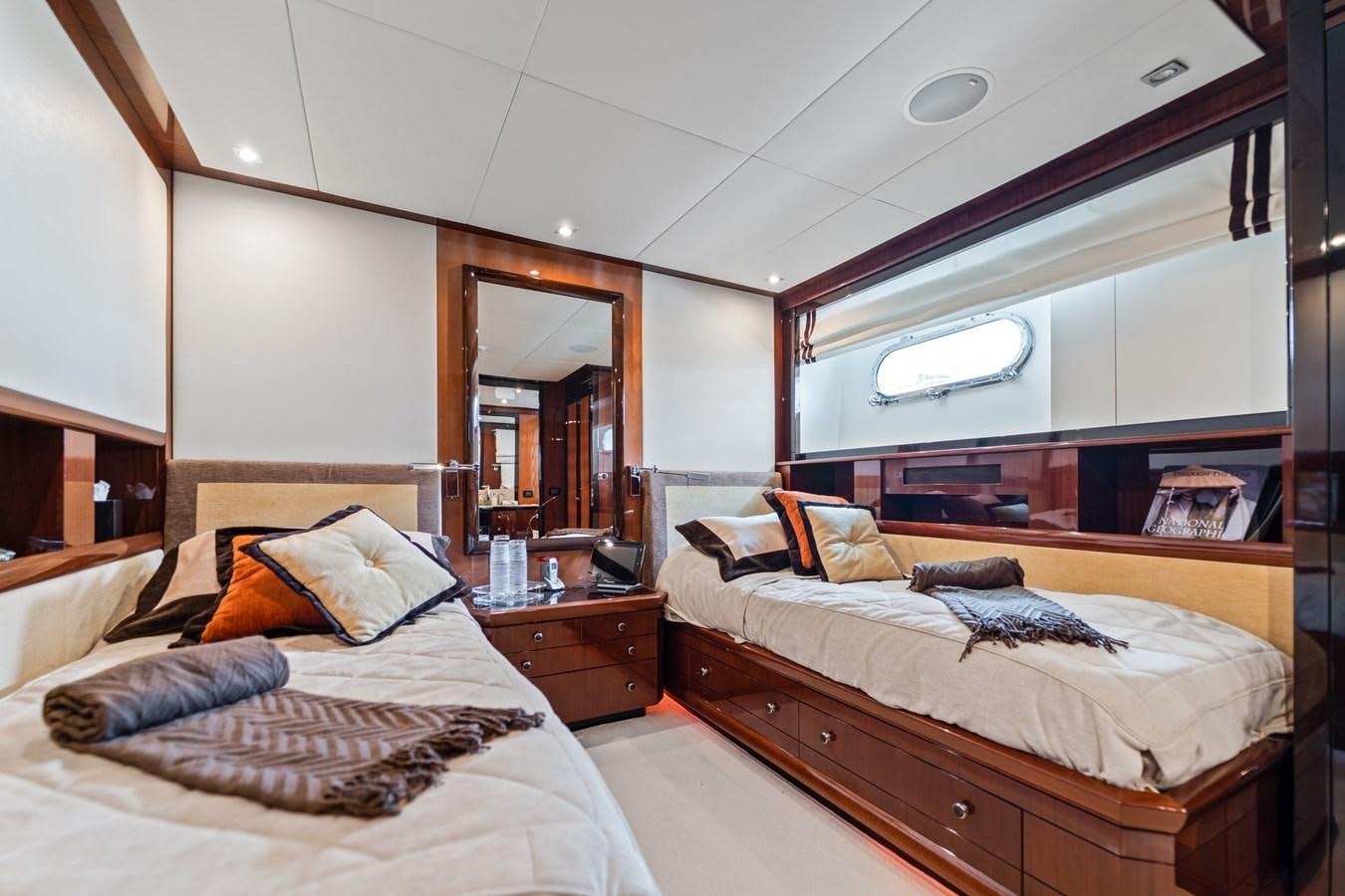 a room with two beds aboard MY HAPPY HOUR Yacht for Sale