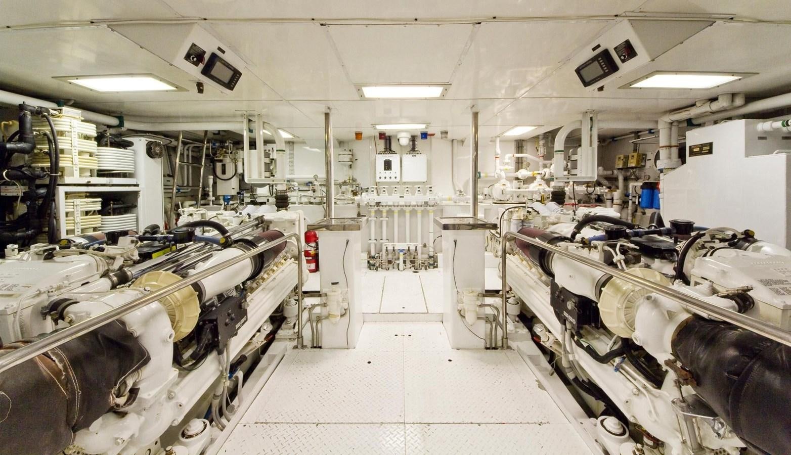 a room full of machinery aboard NO NAME  2002 120 TRI-DECK M/Y Yacht for Sale