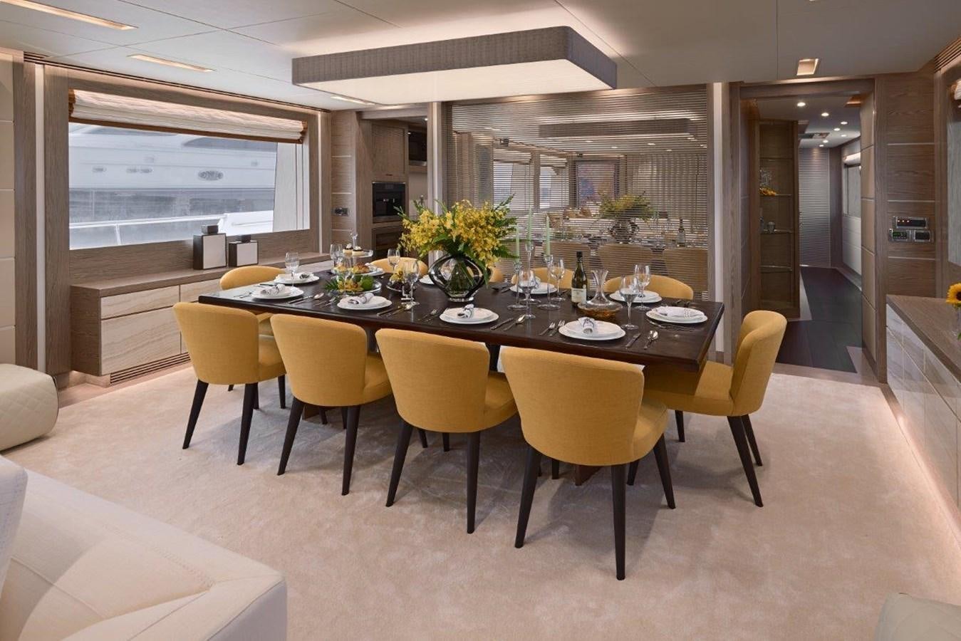 a dining table in a room aboard RP120 (NEW BOAT SPEC) Yacht for Sale