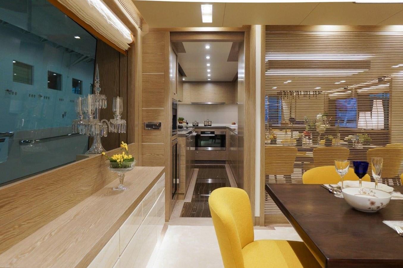 a large kitchen with a large window aboard RP120 (NEW BOAT SPEC) Yacht for Sale