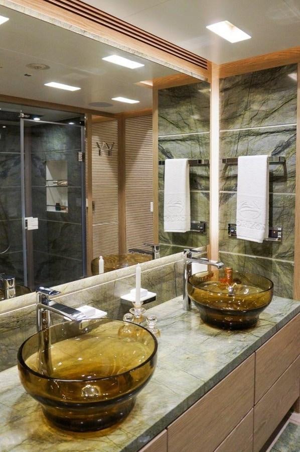 a bathroom with sinks and mirrors aboard RP120 (NEW BOAT SPEC) Yacht for Sale