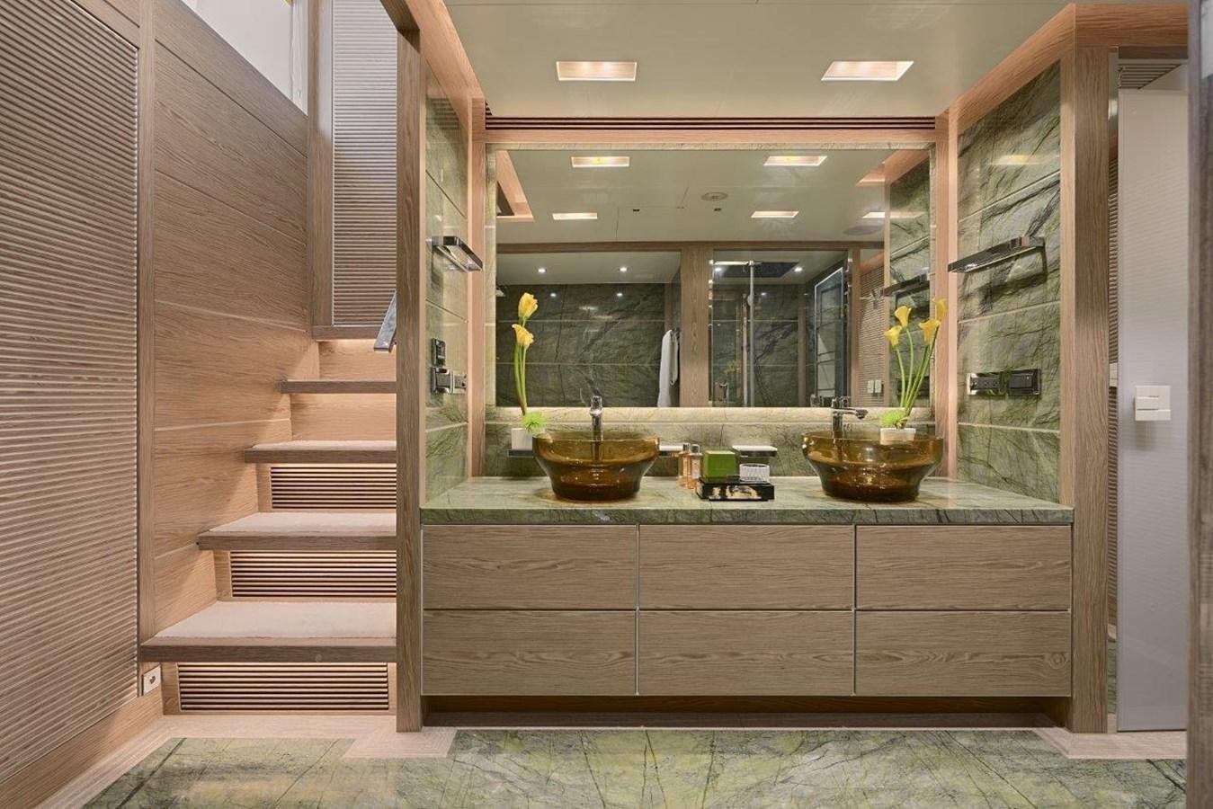 a bathroom with a glass door aboard RP120 (NEW BOAT SPEC) Yacht for Sale