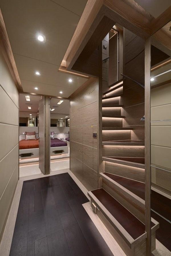 a modern looking room with a staircase aboard RP120 (NEW BOAT SPEC) Yacht for Sale