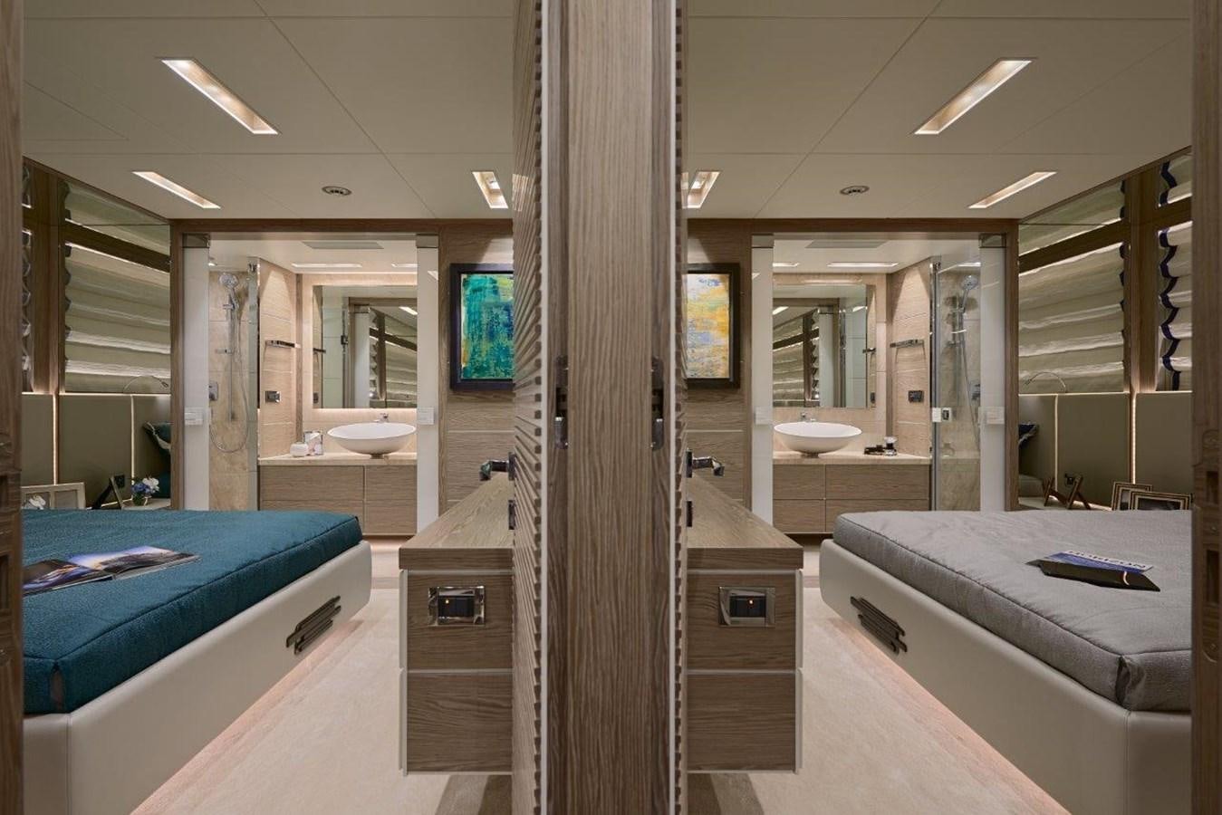 a bathroom with a large mirror aboard RP120 (NEW BOAT SPEC) Yacht for Sale