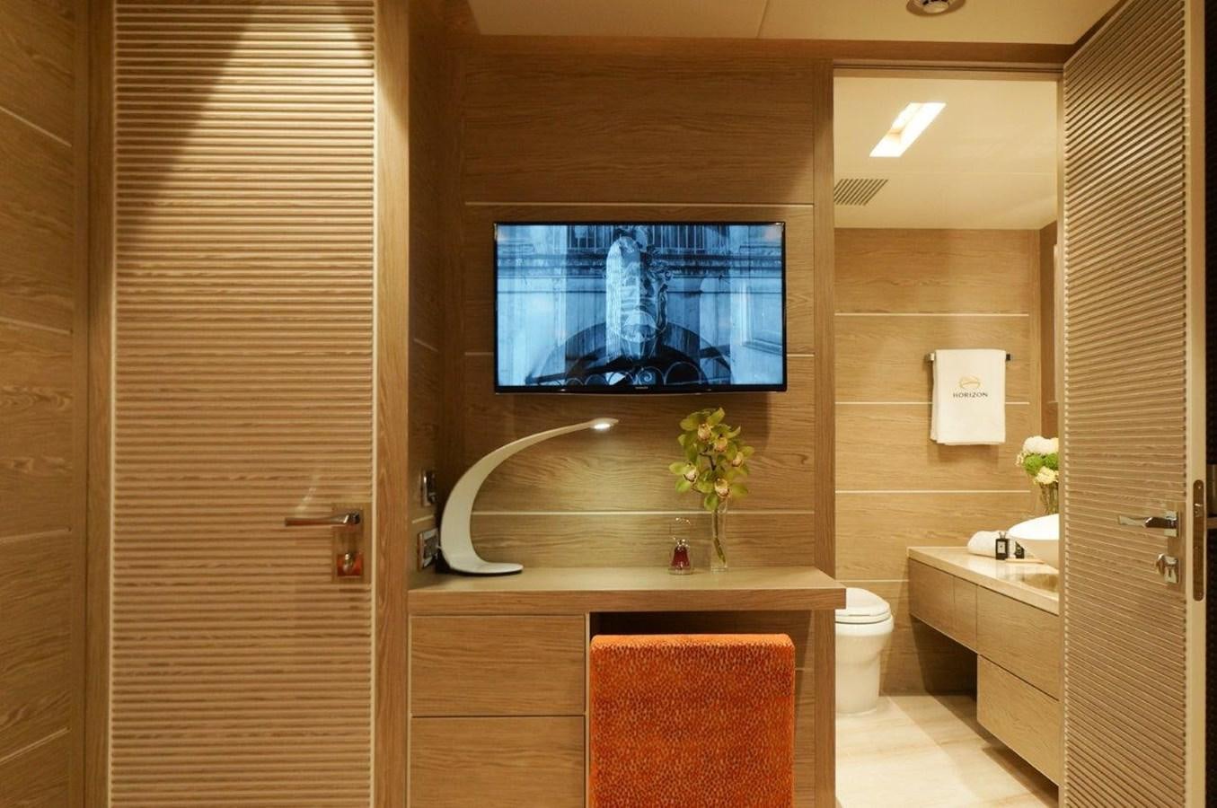 a bathroom with a large window aboard RP120 (NEW BOAT SPEC) Yacht for Sale