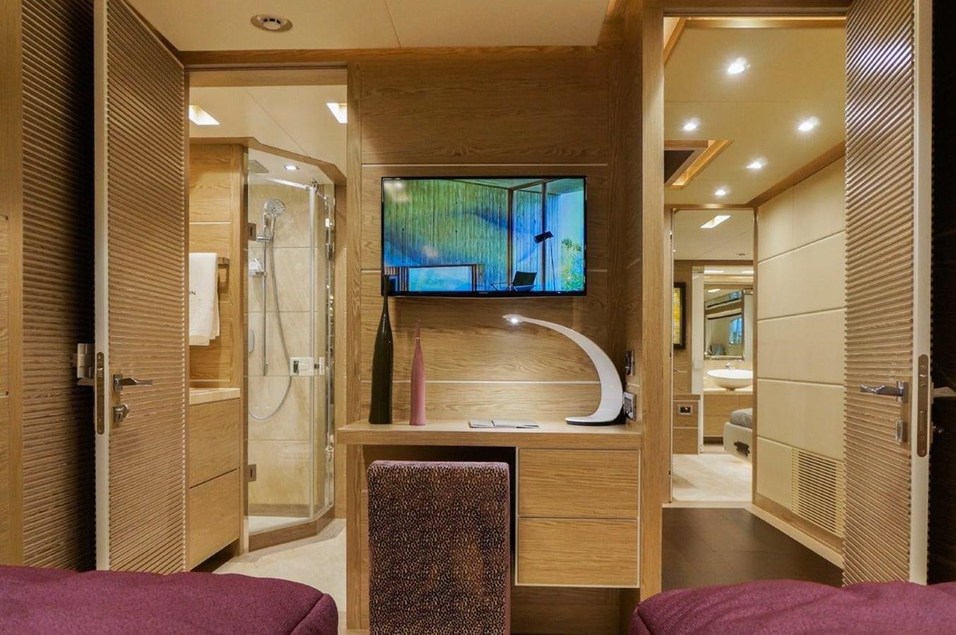 a bathroom with a large mirror aboard RP120 (NEW BOAT SPEC) Yacht for Sale