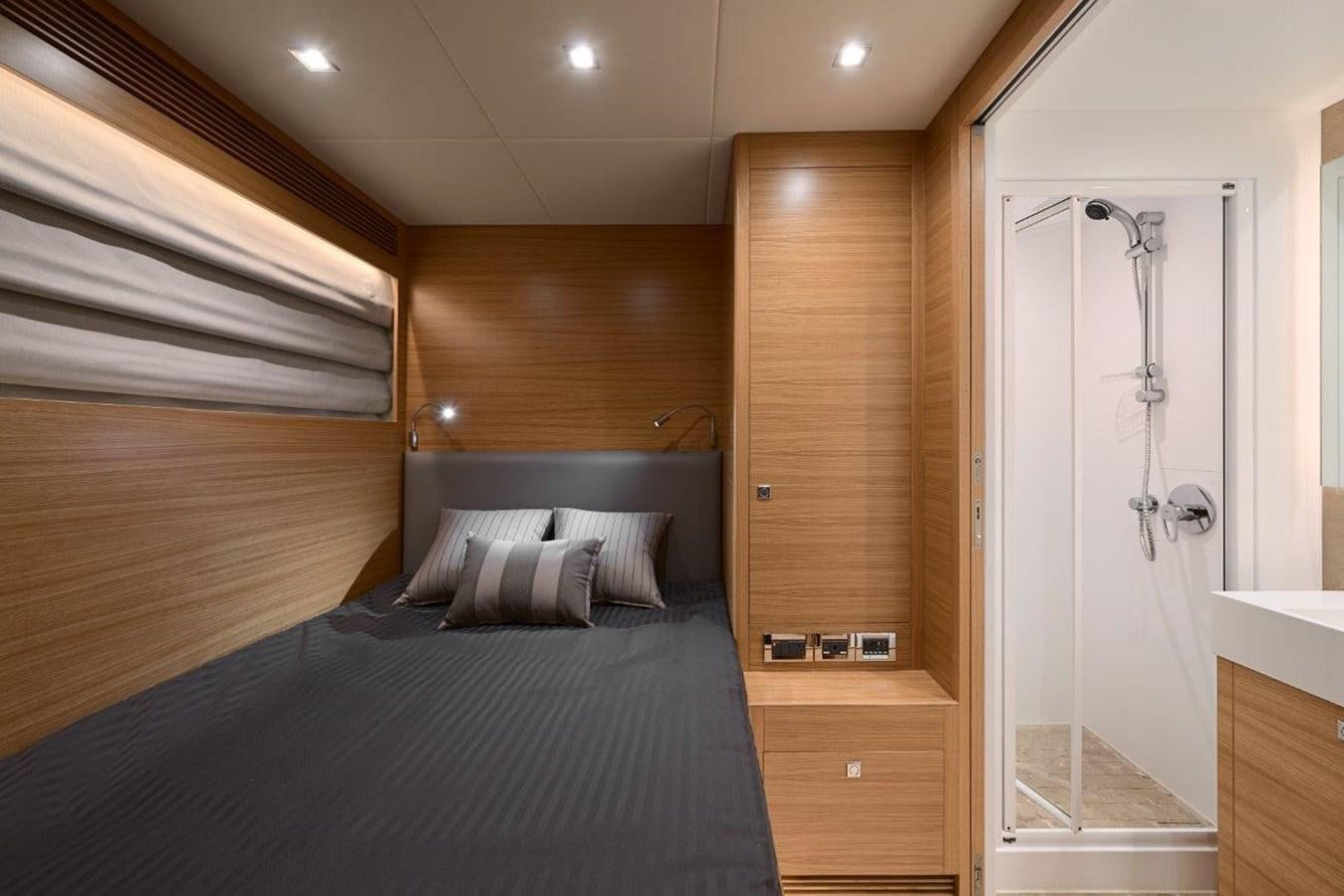 a bedroom with a bed and a closet aboard RP120 (NEW BOAT SPEC) Yacht for Sale