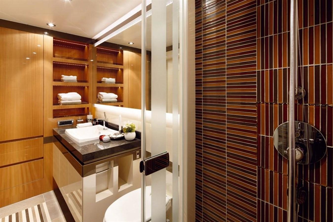 a bathroom with a sink and a shower aboard RP120 (NEW BOAT SPEC) Yacht for Sale