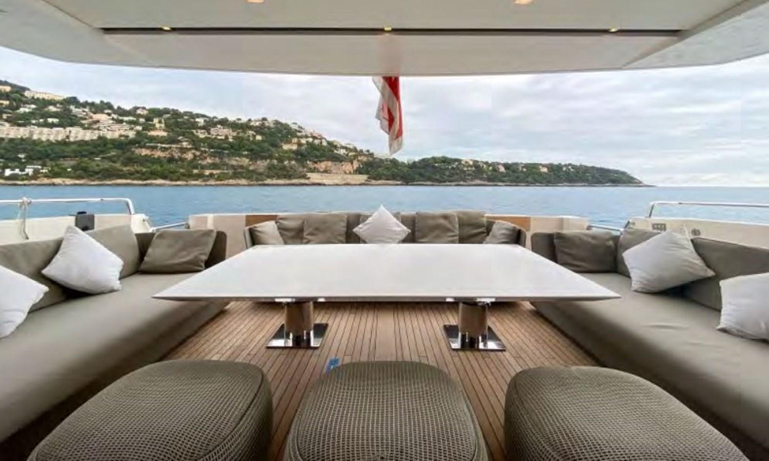 a large bed on a boat aboard CAIA S Yacht for Sale