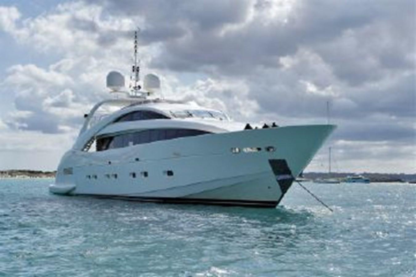 a white yacht in the water aboard ISA 120 Yacht for Sale