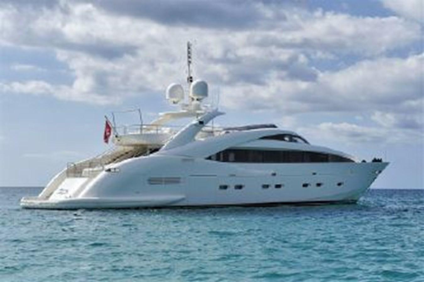 a white yacht in the water aboard ISA 120 Yacht for Sale
