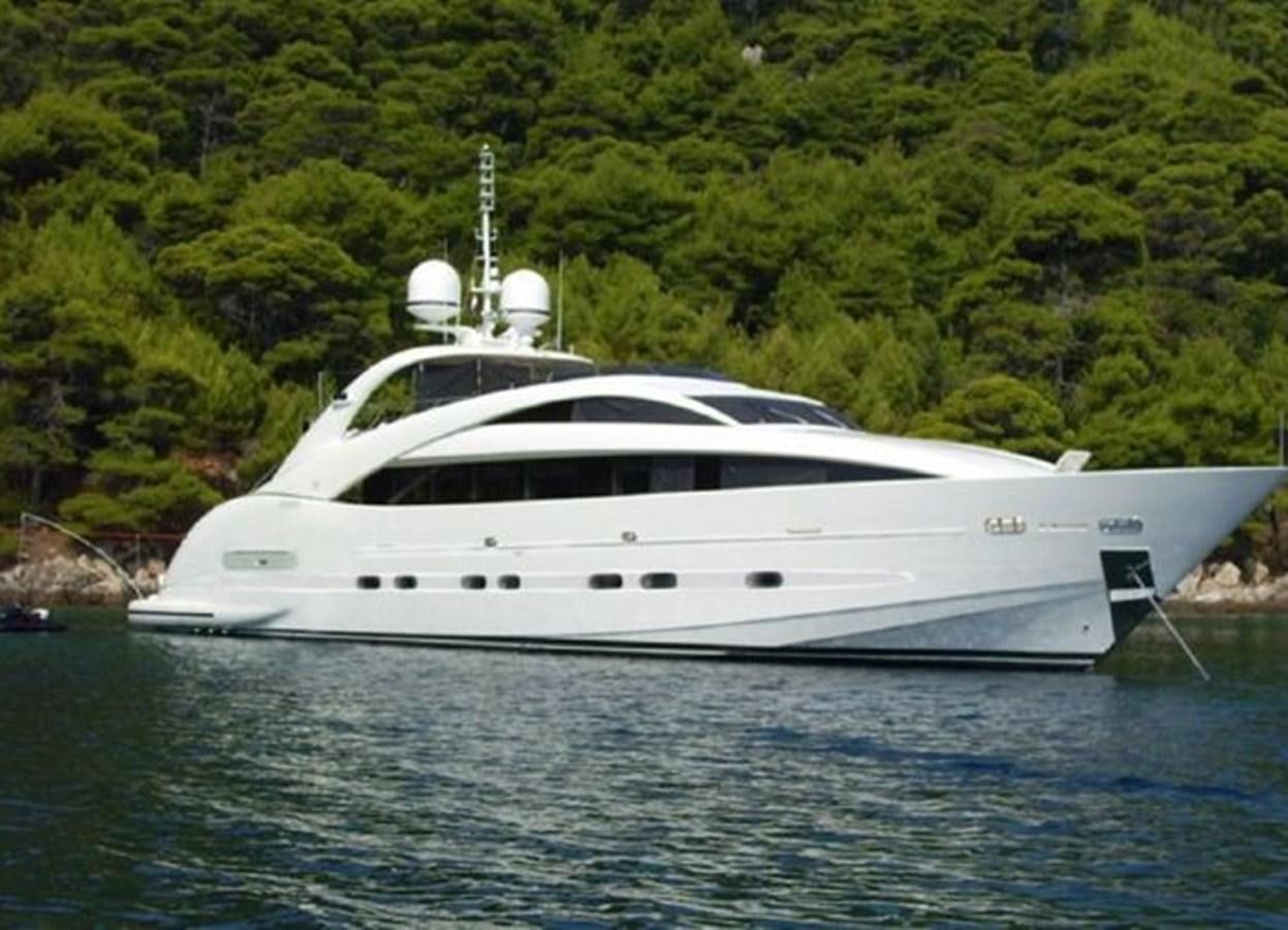 a white yacht in the water aboard ISA 120 Yacht for Sale