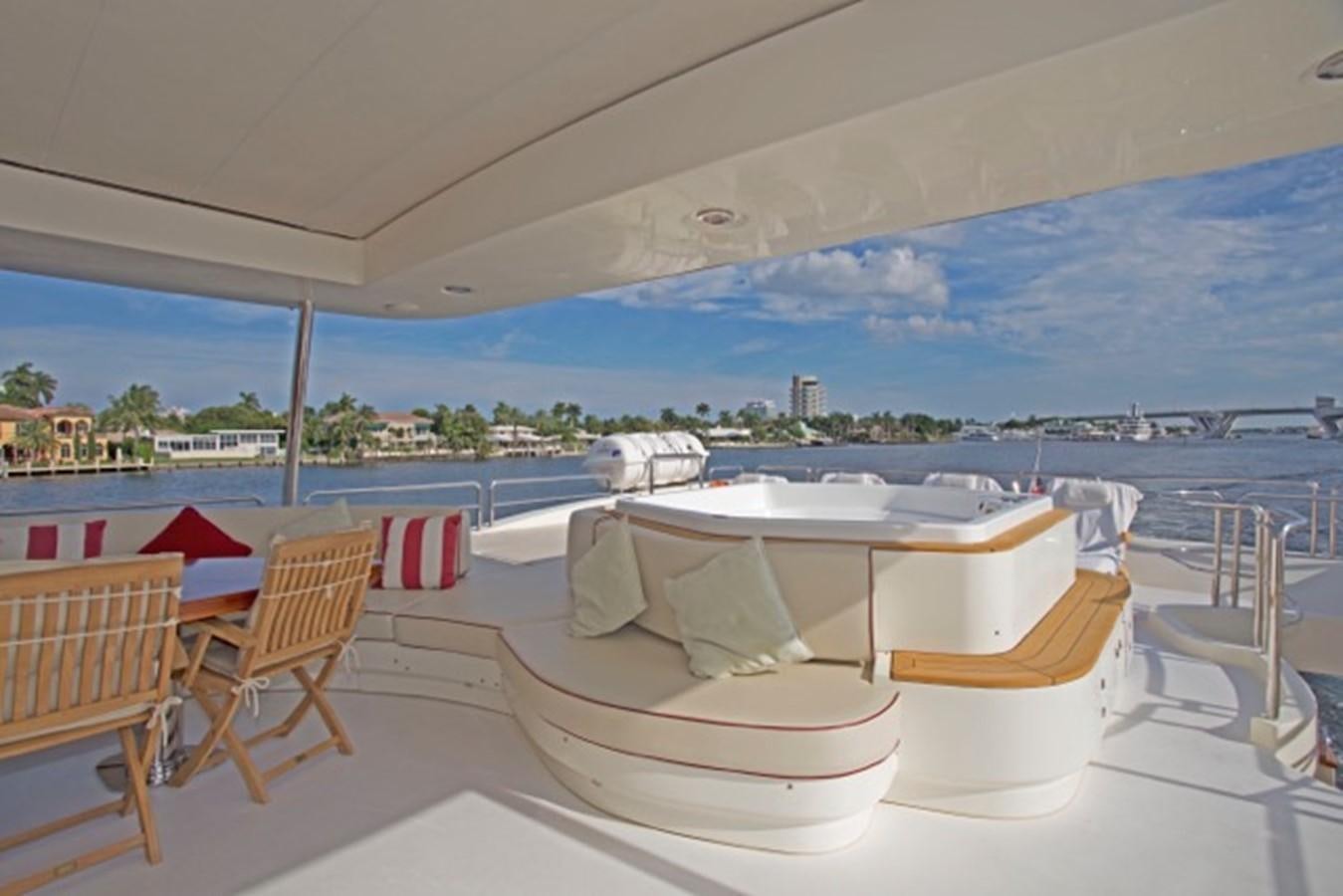 a room with a table and chairs aboard MOMENTO.   2006 AZIMUT 116 @ Yacht for Sale