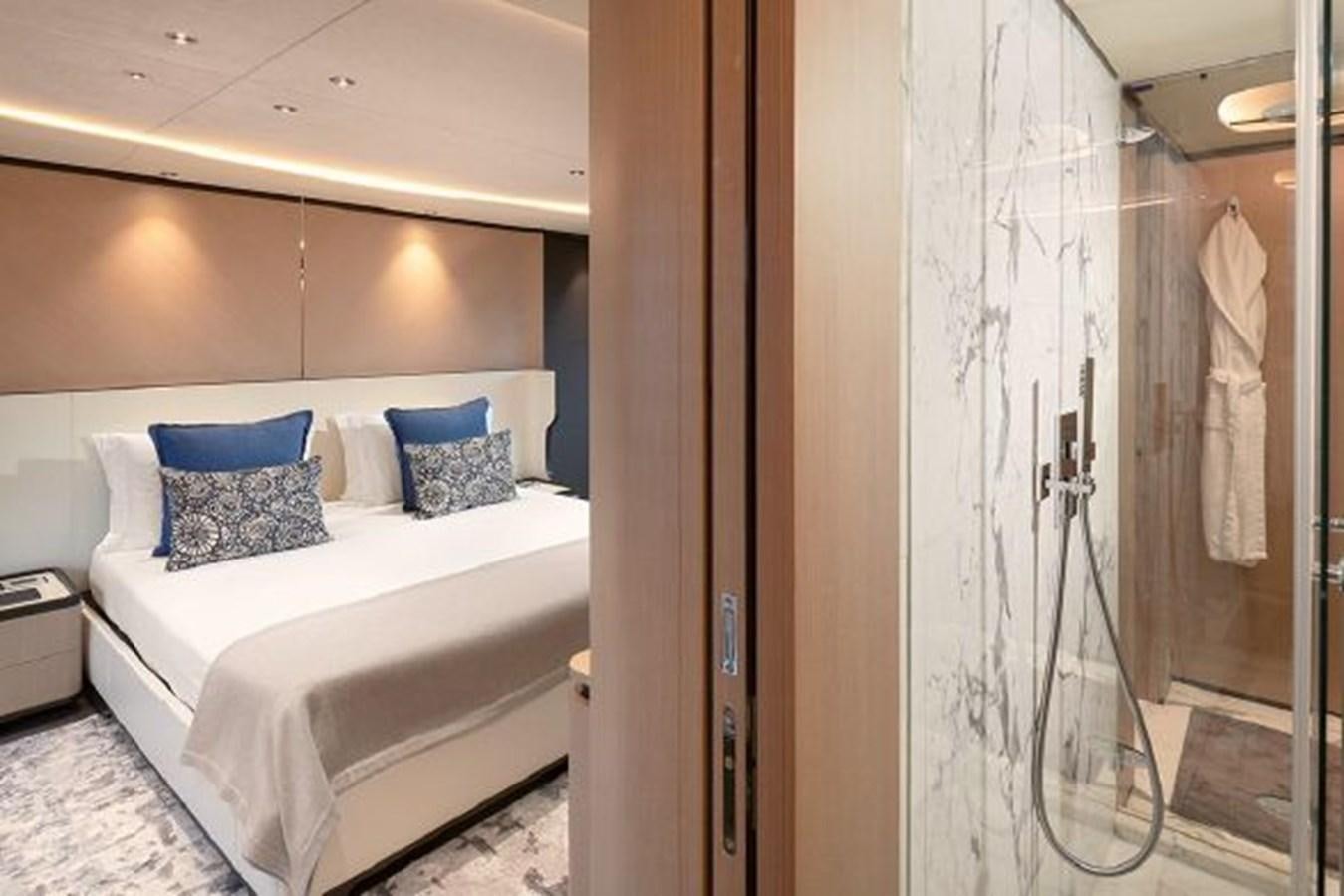 a bed in a room aboard 2018 BENETTI MEDITERRANEO 116 - VIRGIN ISLANDS Yacht for Sale