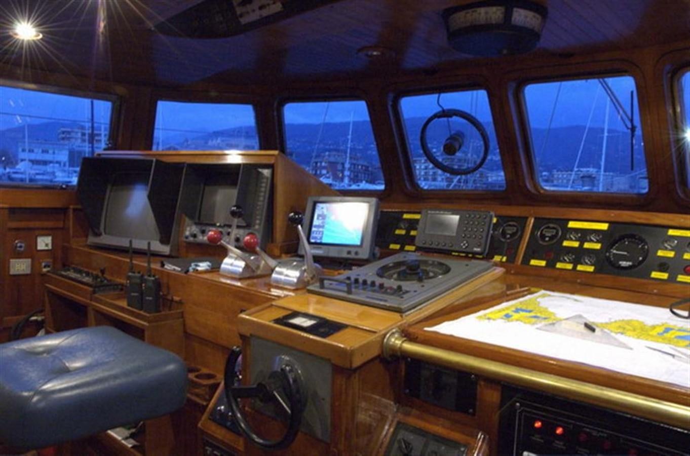 a control room with many monitors aboard BARCABLU Yacht for Sale